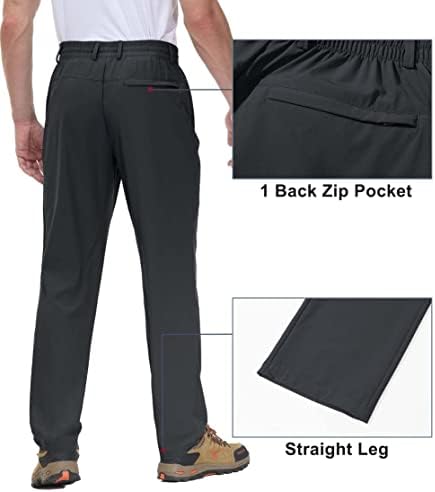 MagComsen Muške brze suhe atletske hlače s trenirkama s ravnim nogama Istezanje planinarskih hlača s džepovima s patentnim zatvaračem
