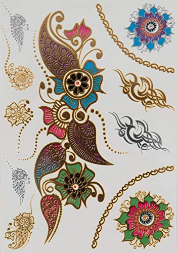 Tempitats - Parvati božica privremena metalna kolekcija zlatnih tetovaža za muškarce i žene. Moderni pribor za festival i izvrstan