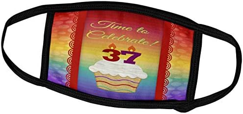 3Drose Beverly Turner rođendanski dizajn - cupcake, brojevi svijeće, vrijeme, proslavite 37 godina stare pozivnice - maske za lice