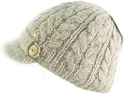 Unisex ručno pleteni irski vuneni šešir s vrhom, napravljen u Irskoj, zobene pahuljice, jedna veličina odgovara svima