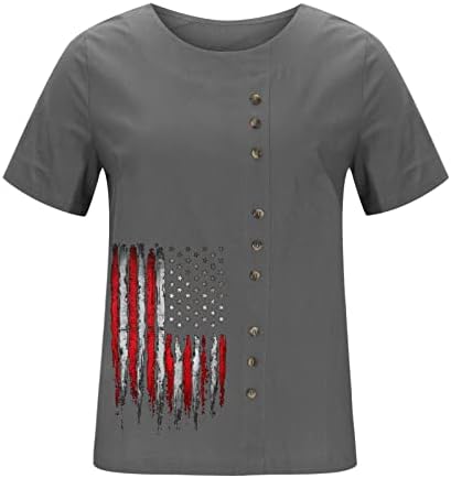 4. srpnja Tees Žene Dan neovisnosti Pamučno posteljina vrhova casual 3/4 rukav za rukav, patriotska bluza Patriotska bluza