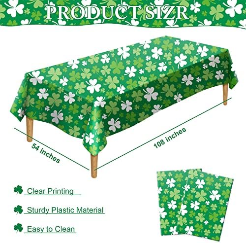 CAKKA ST PATRICKS DAN TABLECLOTH PLASTION 54x108 inč, 2 pakiranja zelene trave za jednokratnu upotrebu stola za jednokratnu upotrebu,