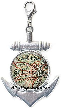AllMapsupplier Fashion Sichor Zipper Pull, St.Louis, Missouri Map Jastog kopče, St.Louis Map Jastoga kopča, St.Louis Map Nakit Slus