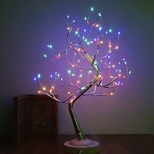 LED stolni bonsai stablo svjetlo 20 -inčni LED bakrena žica božićna noćna svjetlost, baterija/USB upravljani, 6h podesivih grana, za