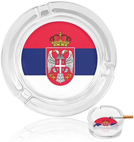 Srpska zastave staklene staklene pepeljare okrugli držač pušača pepela ladica za kućni hotel stol gornji ukras