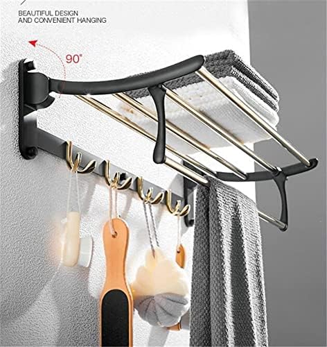 Omoons stalak za ručnike za kupaonicu, nosač ručnika, mesingani savijanje ručnika, sklopivi fiksni držač ručnika za kupanje, police
