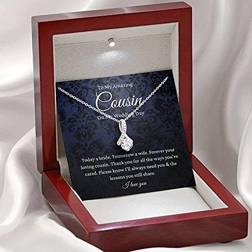Kartica s porukama, ručno izrađena ogrlica- Personalizirani poklon Petit vrpca, rođak poklona mladenke od rođaka do rođaka vjenčanog