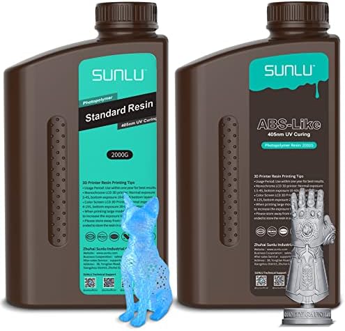 SUNLU 3D pisač Standardna smola 2kg Clear Blue & Sunlu 3D pisač ABS-slična smola 2kg siva, 405nm UV smola za sušenje za sušenje za