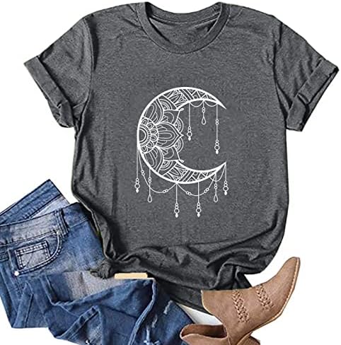 Teen Girls Tee Fall Ljetna odjeća moda kratki rukavi Pamuk od pamuka grafički ručak Top majica za žene sa sa sasa