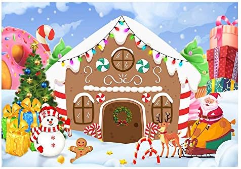 FunnyTree 8x6ft izdržljiva tkanina božićna kuća za kuću za zabavu bez bora ne nabora zima veseli božićni slatkiši darovi fotografija