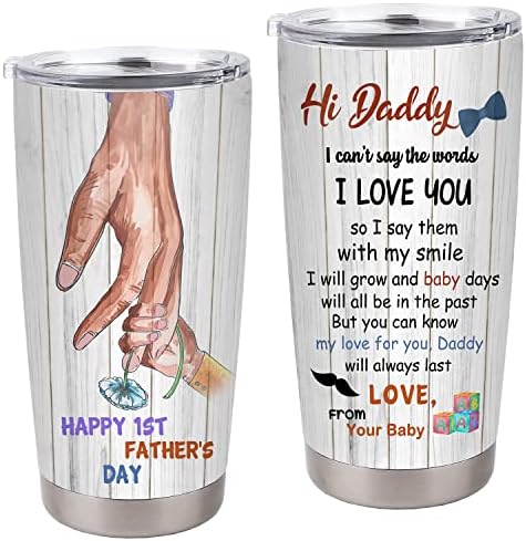 Tata od nehrđajućeg čelika, sretni tata tata 1. oca, novi tata poklon od sina, kćeri, supruga, idealni tati poklon putni čaša, dvostruki