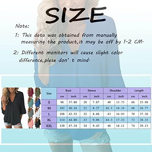 Zdfer casual majice za žene labave čvrste v vratne peplum 3/4 dugih rukava chifon pulover bluza bluza majice
