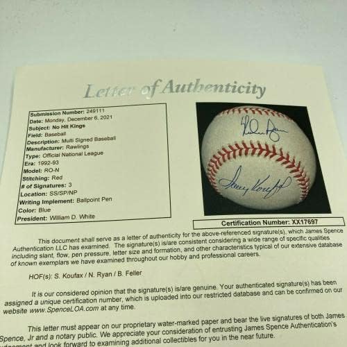 Prekrasni Sandy Koufax & Nolan Ryan potpisali su bejzbol Nacionalne lige JSA CoA - Autografirani bejzbol