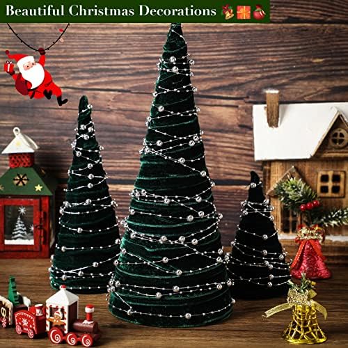 3 komada božićna baršunasta stabla postavljena s nizom perlica ukrasi za božićno drvce Moderni dekor plašta za ulazni dekor, božićni