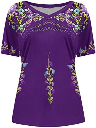 Ženska ljetna ležerna modna odjeća s printom u nacionalnom stilu, izrez u obliku donjeg dijela, Kratki rukavi, široka majica, Top