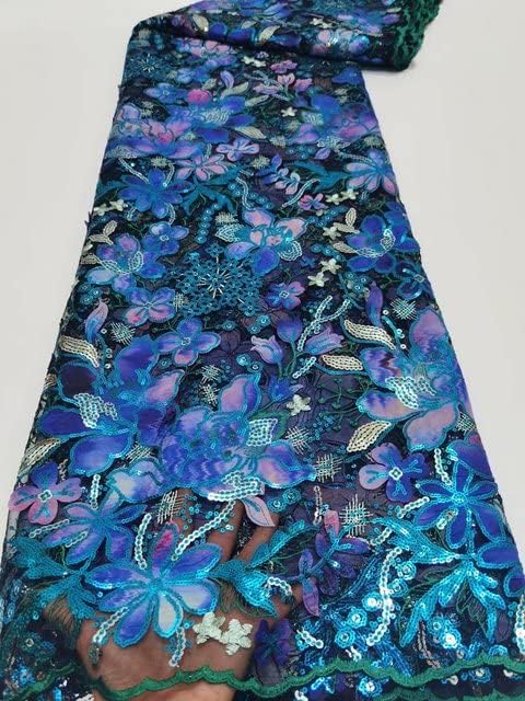Talijanska dizajnerska mrežasta čipkasta Tkanina svjetlucava tkanina za šivanje haljina plavo ljubičasta čipkasta šifonska zakrpa cvijeće