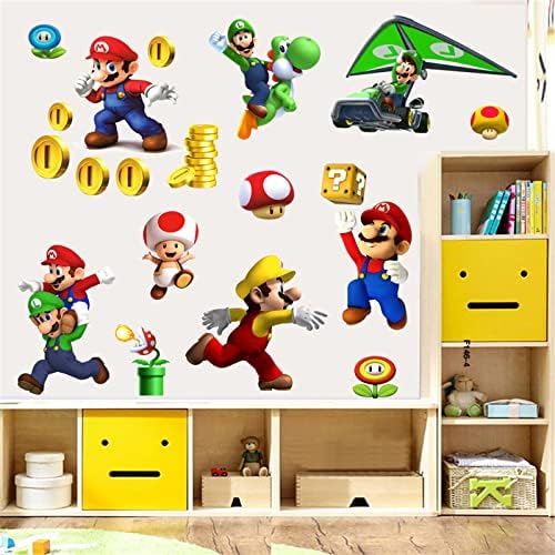 Mario zidna naljepnica, dječja crtana spavaća soba igraonica pozadinski ukras odvojiva vodootporna PVC naljepnica za igru