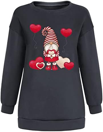 Ženski vintage vrhovi za Valentinovo Preveliki trendi trenirke smiješne slatke gnome srčane print pulover majice majice