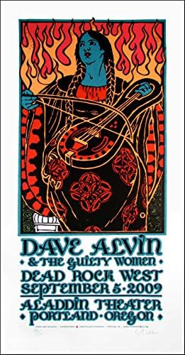Dave Alvin i plakat krivnji za žene originalni ručno potpisani svileni zaslon Gary Houston 2009