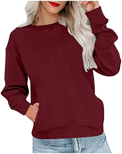 Twishirts za žene casual posada s dugim rukavima vrat slatki pulover vrhovi 2023 obični modni casual vrhovi jednostavne bluze