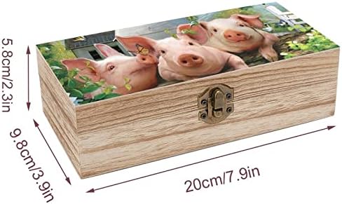 Nudquio Tri svinje drveni organizator za odlaganje s retro zaključavanjem za nakit fotografije čuva da poklon ukrasni