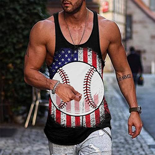 Ljetne muške košulje muške ljetne majice bez rukava s printom bejzbolske zastave u obliku prsluka bez rukava muške košulje