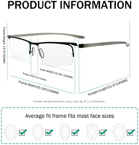 Eyekepper Uštedite 10% na paketima 5 pakiranja vintage naočala za čitanje za muškarce i 3 Pack Half-RIM čitatelji +1.75