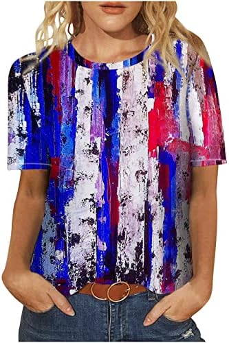 Američka zastava Top Žene 4. srpnja Košulja kratkih rukava trendovska časaca pulovera za neovisnost Dan neovisnosti