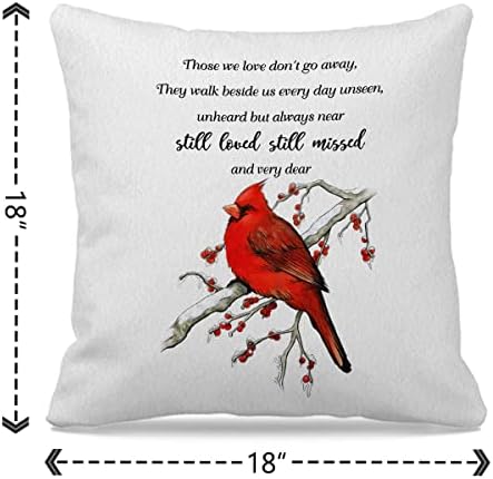 Nogrit one koje volimo ne odlaze na jastuk za jastuk od kardinala ptice 18x18 inča u ljubavnom dekoru pamćenja za kućnu spavaću sobu