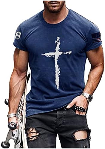Muški vintage ulje slikanje vjera isus cross tisak casual majice Krist Crewneck majice kratkih rukava za muškarce