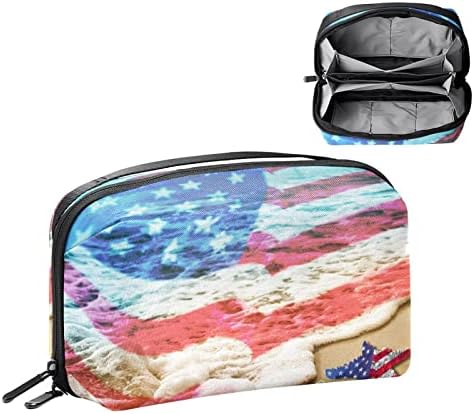 Torba za kozmetiku za plažu s američkom zastavom za novčanik Prijenosni organizator putovanja toaletna torba kozmetička torba za žene