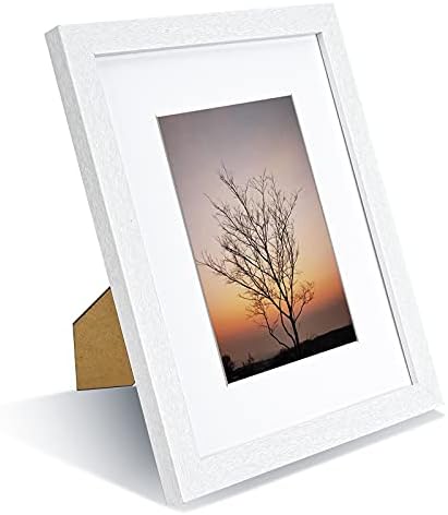Nacijalni okviri za slike 5x7 inčni set od 4, bijeli okvir za fotografije s drvenim zrnom, prikaz 4x6 fotografija s prostirkom, prikaz