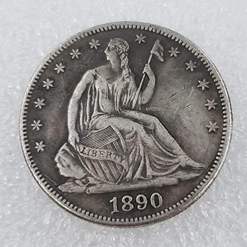 Qingfeng Antikne rukotvorine P Verzija 19 godina američkog polukruga sjedenja držanja zastava Liberty Coin Commumorative Coin Silver