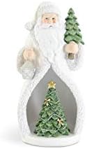 K&K Interijeri 54410A 7 inčni blistavi bijela LED smola šuplja Santa w/božićno drvce