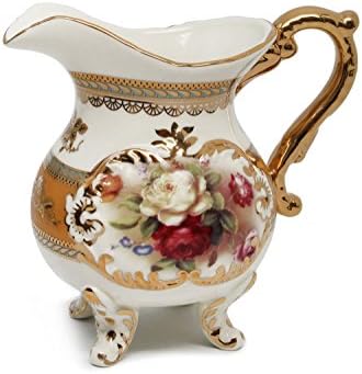 Euro porculan 12-komad čajne čaše za kavu i posluživanje set s ladicom, 24 kt zlatne pozlaćene vintage ruže uzorak ručno obojena usluga
