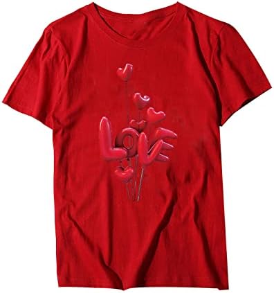 Valentinovo majica za žene crveno ljubavno srce print majice kratkih rukava vrhovi ljetne ležerne majice bluze