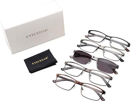 5-inčne Naočale za čitanje muški metalni okvir pravokutni stil Materijal Od nehrđajućeg čelika opružne šarke uključuju Sunčane naočale