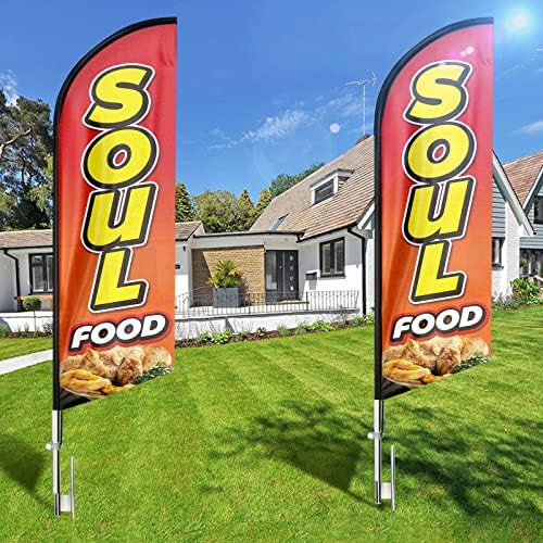 FSFLAG Soul Food Advertising Feather zastava, Soul Food Restaurant Swooper Flags, Oglašavajući znak za transpartne perje za restoransku