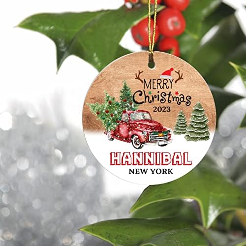 Ukrasi za božićno drvce 2023. - Hannibal New York Ornament Rometown Custom City State - Zadržava ideje za poklon Hannibal NY Ornament