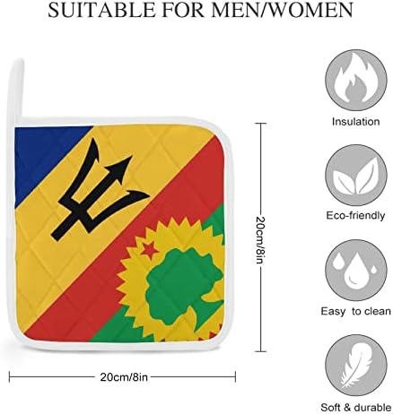Barbados Oromo Oslobodilačka prednja zastava kvadratni držači lonca Smiješne topline otporne na vruće jastučice od 2 za stolnu kuhinju