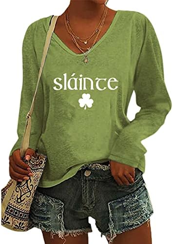 Fiogomis ženska slainte slainte St. Patrick's Dan dukserijske majice s dugim rukavima Sharock SHAROCK SHOCK SHOCK ZA ŽENE