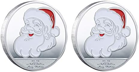 Happyyami 2pcs Prigodni novčići božićni izazov novčići Djeda Mraza Claus Coins božićna zabava favorizira darovi srebro