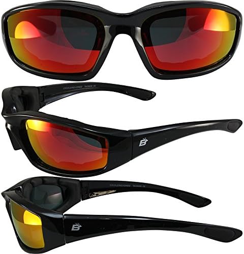 Birdz naočale Oriole podstavljene sunčane naočale za jahanje motocikla Sjajne crne okvire crvene g-tech reflektivne leće