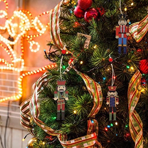OFPPORTBLE 9PCS božićni orasi za ukrase drvene orahe vojnike Slika lutka igračka Xmas drveće privjesak za božićne zabave ukrasi drveća