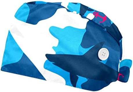 2 komada unisex buffant kapice s gumbima vezanje kapica s znojem za žene muškarce, morski pas camo plava