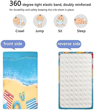 Grafička plaža s tematskom listom s krevetićima, standardnim madracem za krevetiće, mekanim i rastezljivim plahtama za bebe za dječake
