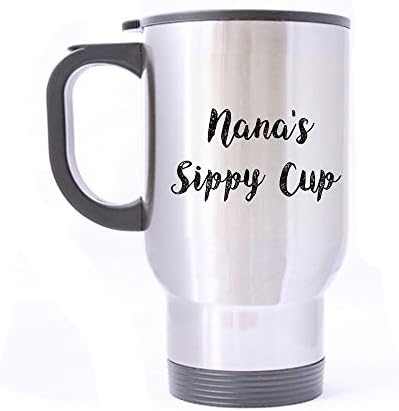 Artsbaba putnička šalica Nana's Sippy Cup šalica od nehrđajućeg čelika s ručicom tople ruke Putujte kava/čaj/vodna šalica, srebrni