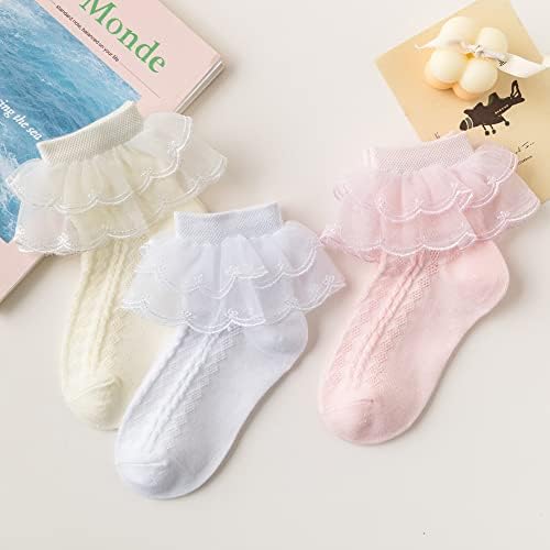 6 pakiranja mališana Djevojke Djevojčice čarape bijele čipke obloge frilly slatka pamučna haljina čarapa za gležnjeve za djecu