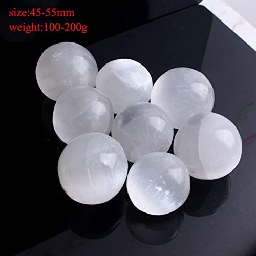 Seewoode Ag216 1PC 45-55 mm Bijela selenitna kuglana sfera Gipsam kamenje Kristalno kvarc Yoga masaža za iscjeljenje kolekcije Meditacija