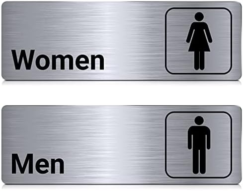 2 PCS četkani aluminijski znakovi toaleta, muškarci i žene moderni znak zahoda, 9 x 3 inča dekor za natpise kupaonice za urede poslovni